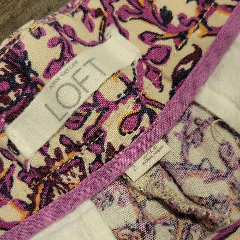 ❤ LOFT LINEN BLEND PAISLEY SHORTS, 2 (26)